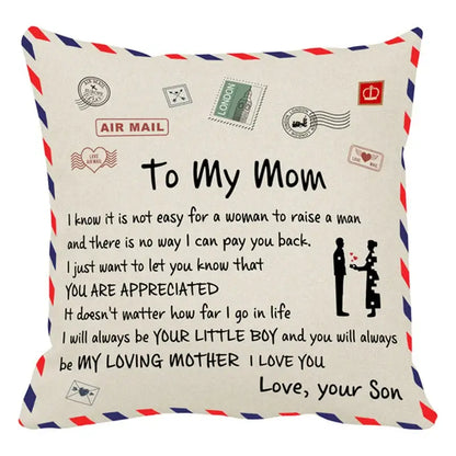 Vintage beige & red mom cushion cover bedroom family gift decor