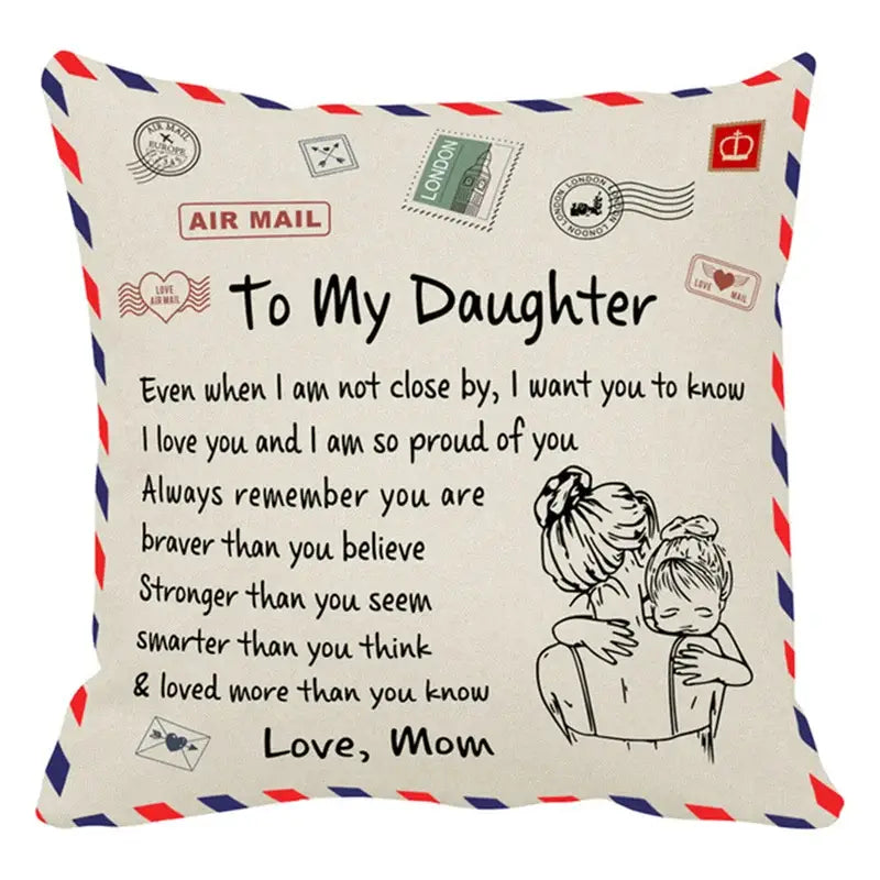 Vintage beige & red mom cushion cover bedroom family gift decor
