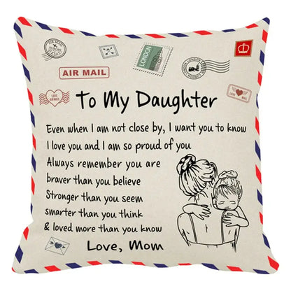 Vintage beige & red mom cushion cover bedroom family gift decor
