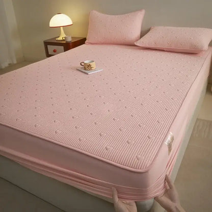 White love pattern cotton fitted sheet bedroom mattress pad