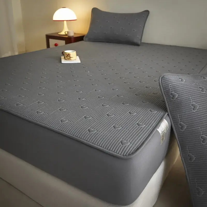 White love pattern cotton fitted sheet bedroom mattress pad