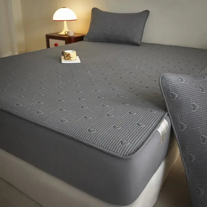 White love pattern cotton fitted sheet bedroom mattress pad