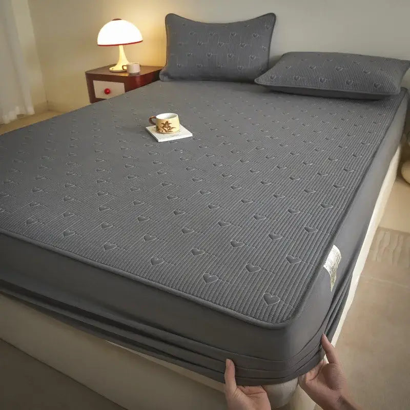 White love pattern cotton fitted sheet bedroom mattress pad