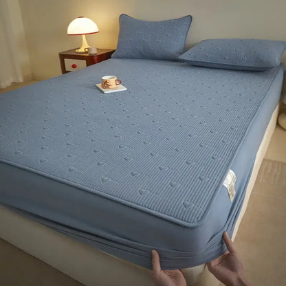 White love pattern cotton fitted sheet bedroom mattress pad