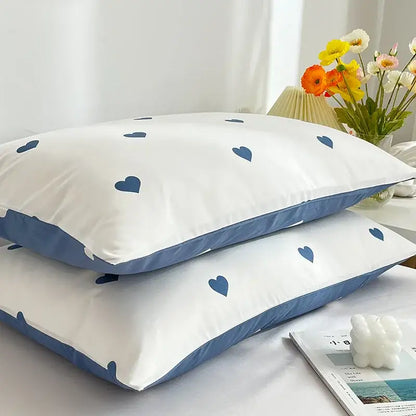 Love printed pillowcase set white & olive green bedroom decor