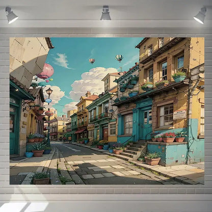 Cartoon love street landscape wall hanging tapestry for bedroom decor