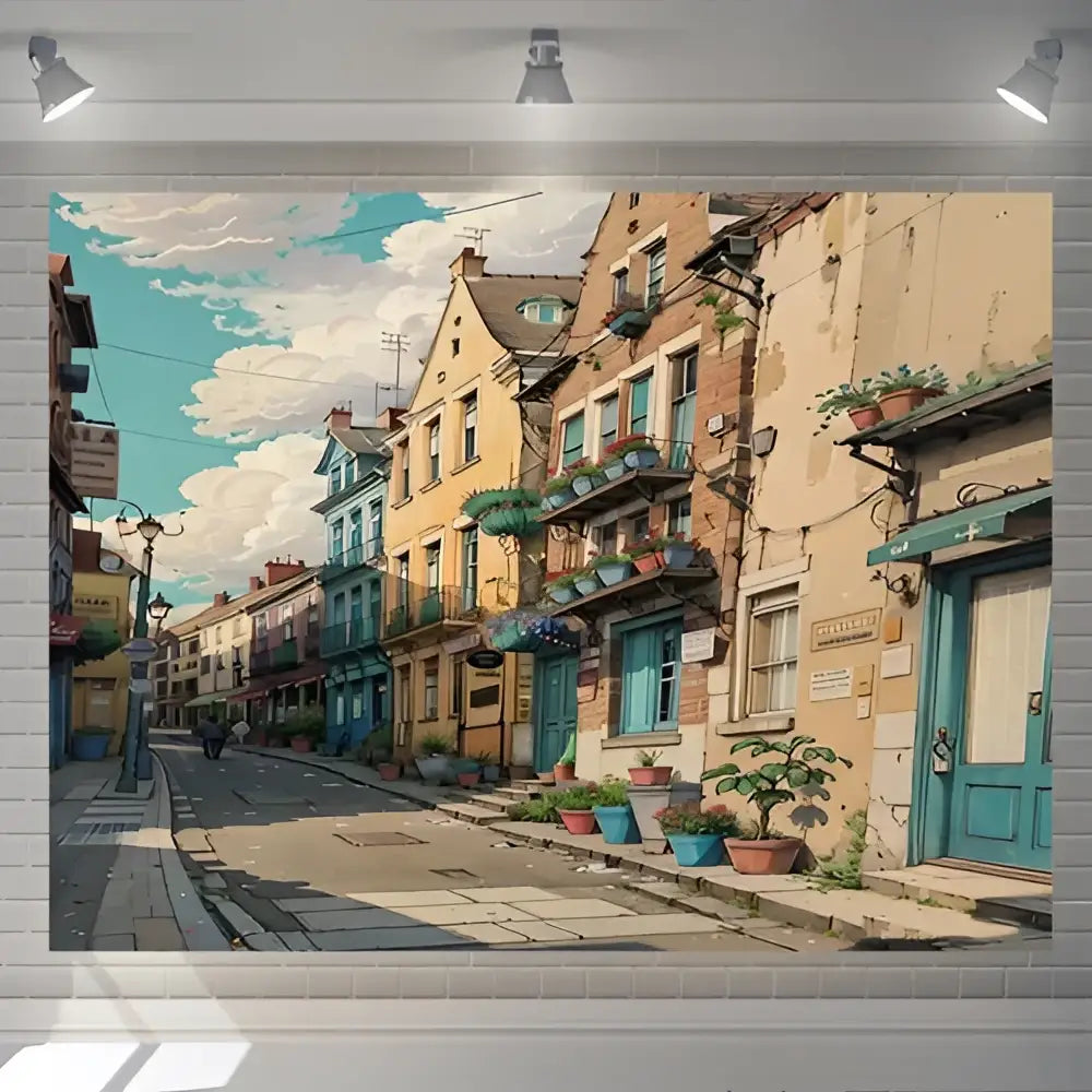Cartoon love street landscape wall hanging tapestry for bedroom decor