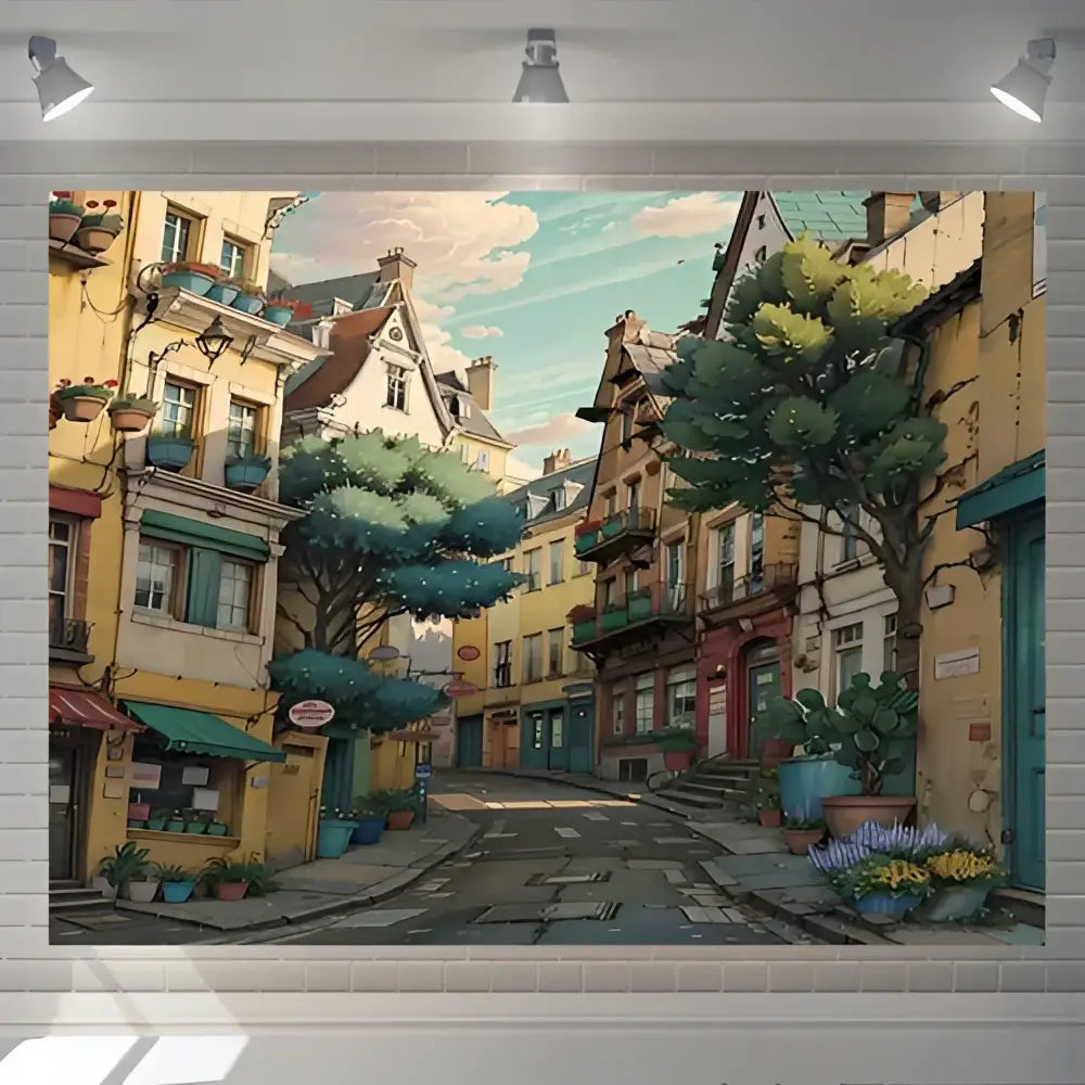 Cartoon love street landscape wall hanging tapestry for bedroom decor