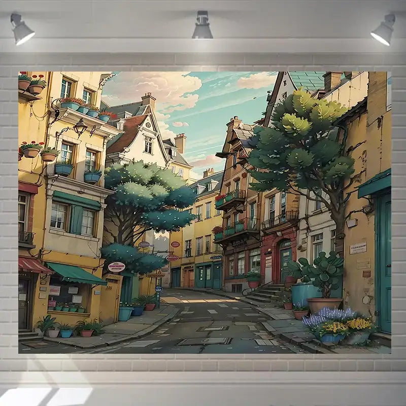 Cartoon love street landscape wall hanging tapestry for bedroom decor