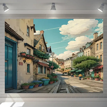 Cartoon love street landscape wall hanging tapestry for bedroom decor