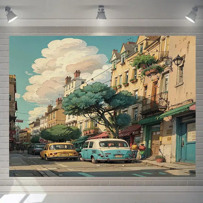 Cartoon love street landscape wall hanging tapestry for bedroom decor