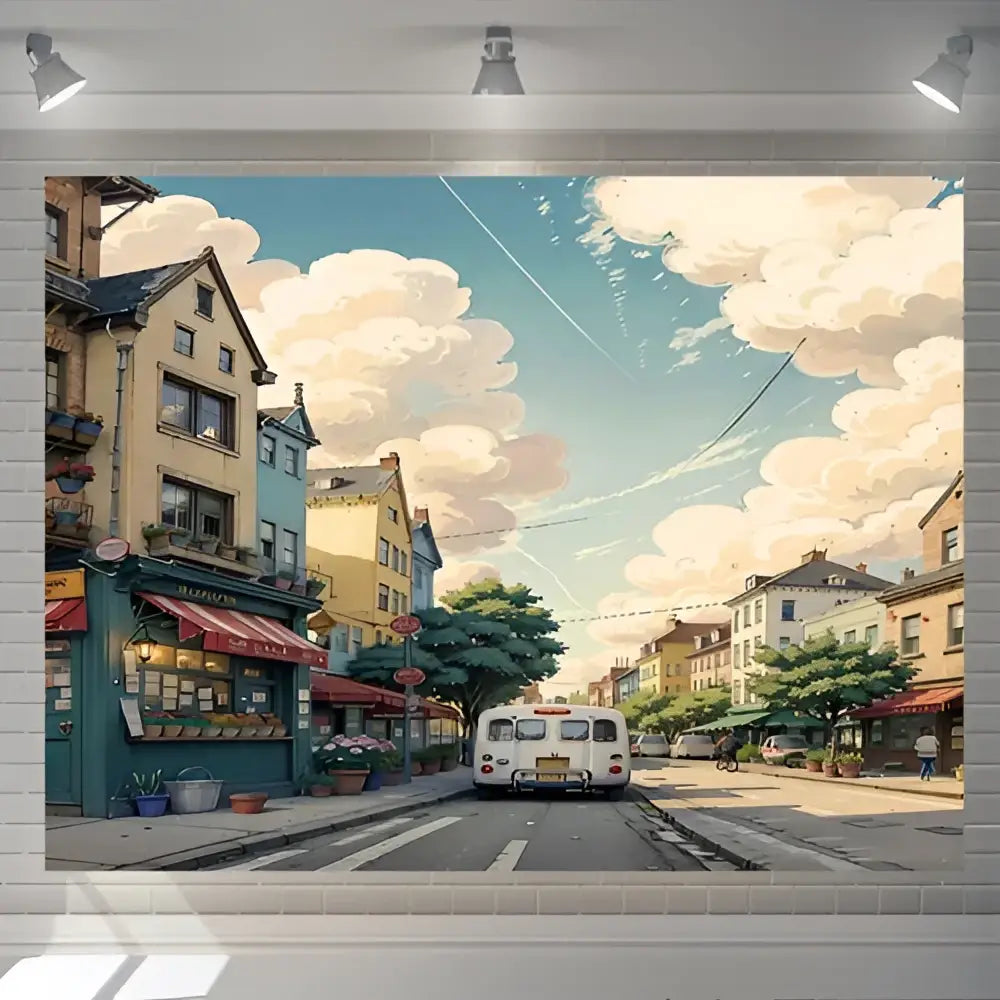 Cartoon love street landscape wall hanging tapestry for bedroom decor