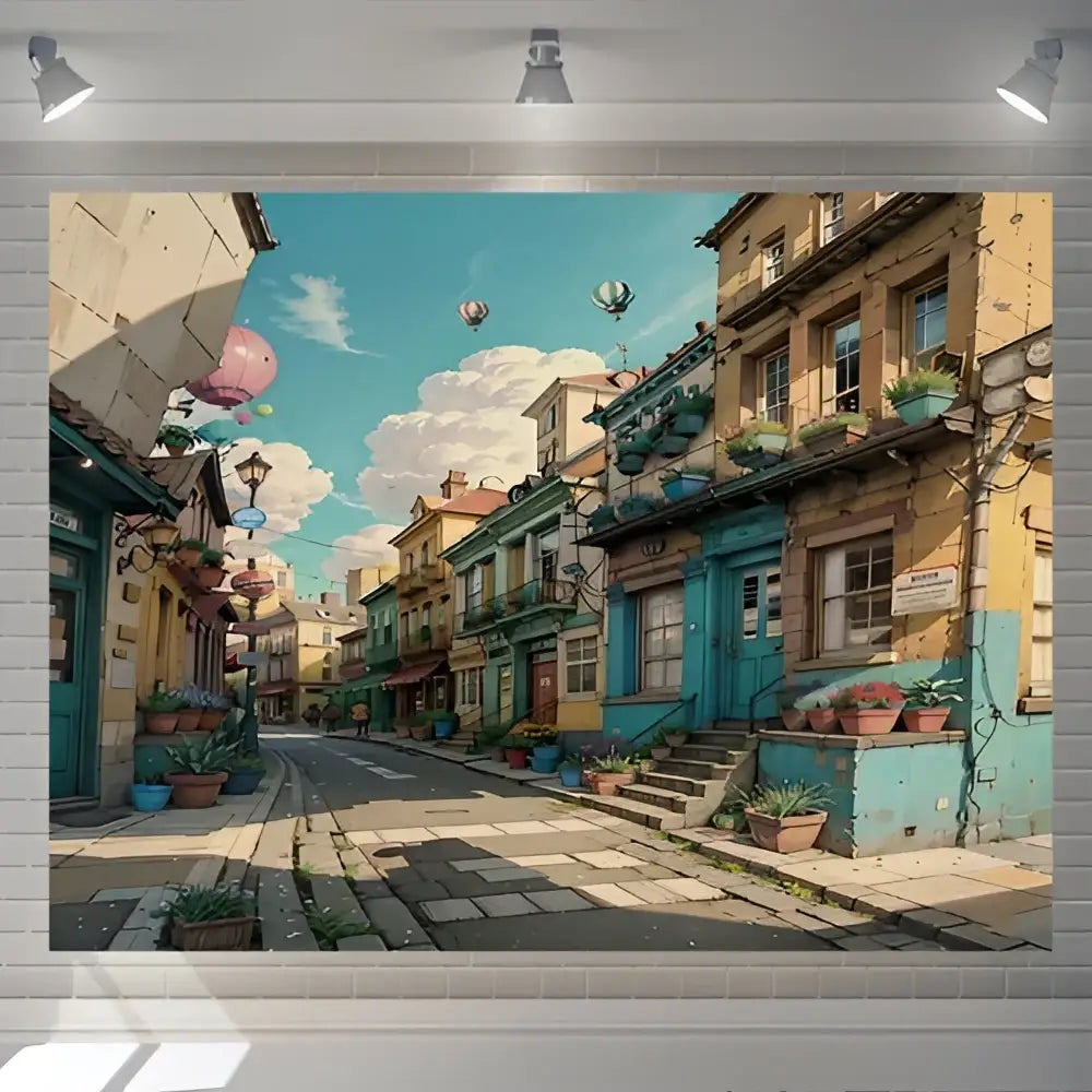Cartoon love street landscape wall hanging tapestry for bedroom decor