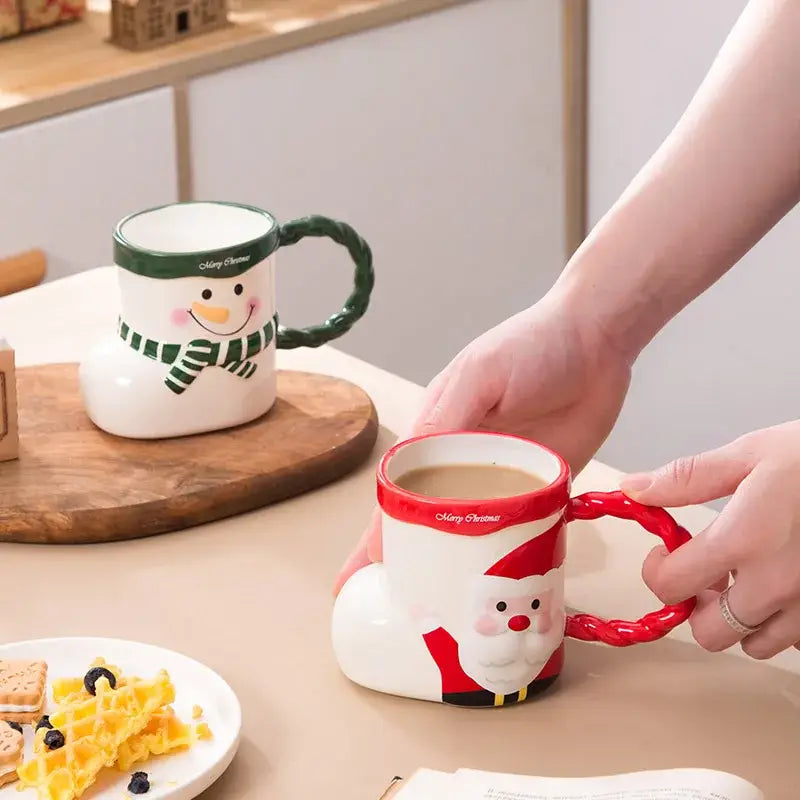 Lovely christmas socks ceramic mug red & green kitchen gift cup