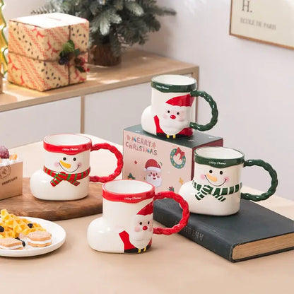 Lovely christmas socks ceramic mug red & green kitchen gift cup