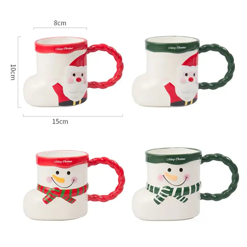 Lovely christmas socks ceramic mug red & green kitchen gift cup