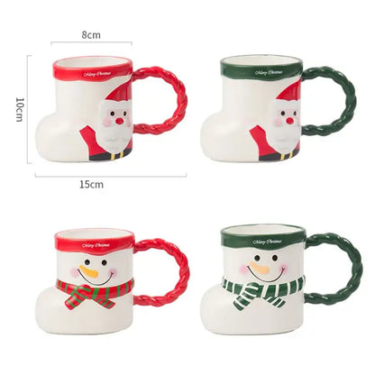 Lovely christmas socks ceramic mug red & green kitchen gift cup