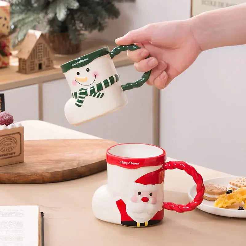 Lovely christmas socks ceramic mug red & green kitchen gift cup