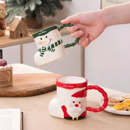 Lovely christmas socks ceramic mug red & green kitchen gift cup