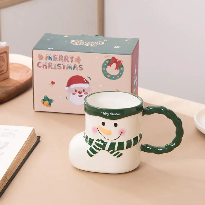 Lovely christmas socks ceramic mug red & green kitchen gift cup