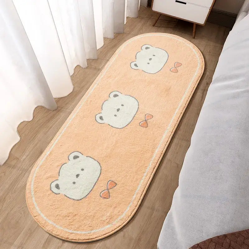 Lovely rabbit pink bedside rug for girls bedroom