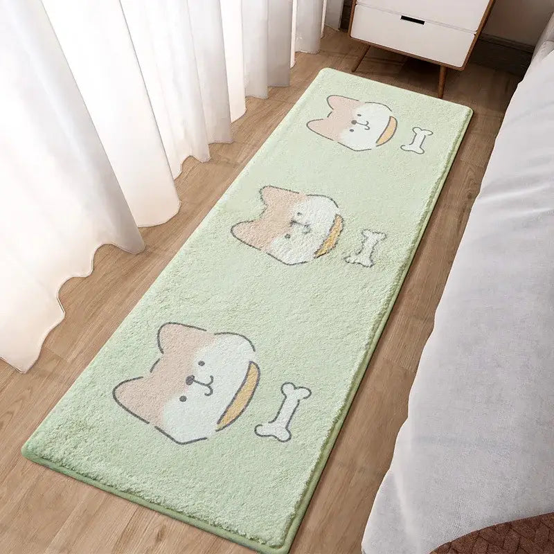 Lovely rabbit pink bedside rug for girls bedroom
