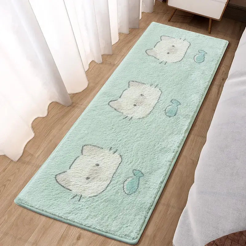 Lovely rabbit pink bedside rug for girls bedroom