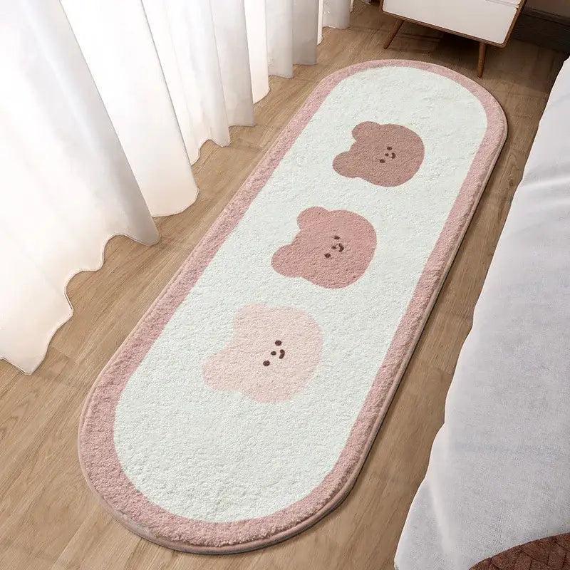 Lovely rabbit pink bedside rug for girls bedroom