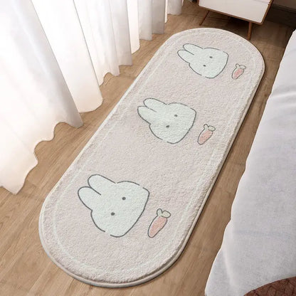 Lovely rabbit pink bedside rug for girls bedroom
