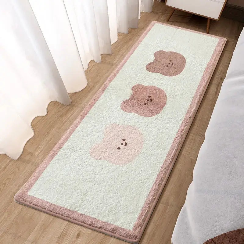 Lovely rabbit pink bedside rug for girls bedroom