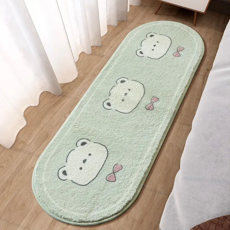 Lovely rabbit pink bedside rug for girls bedroom
