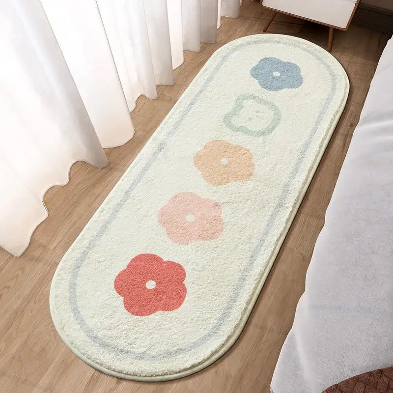 Lovely rabbit pink bedside rug for girls bedroom