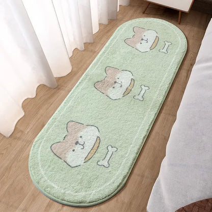 Lovely rabbit pink bedside rug for girls bedroom
