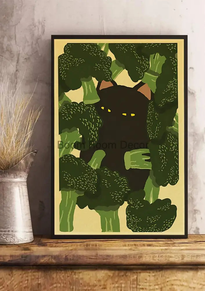 Whimsical black and white cat paper poster set for bedroom decor