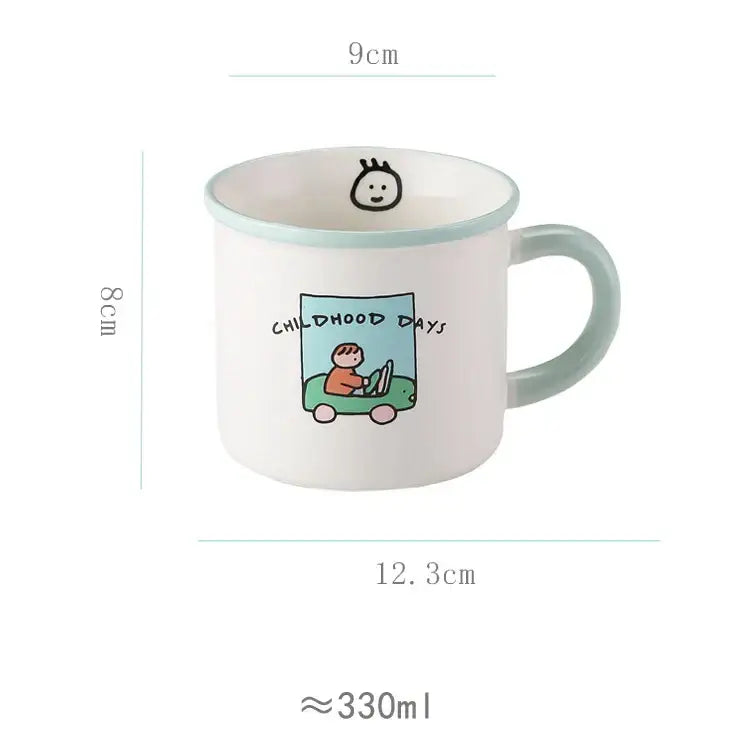 lovers cartoon pattern porcelain mug with lid dining room