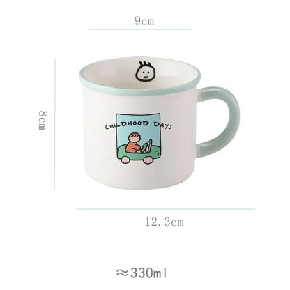 lovers cartoon pattern porcelain mug with lid dining room