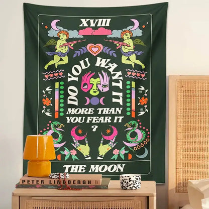 Psychedelic dark green decorbites lovers tapestry bedroom wall hanging