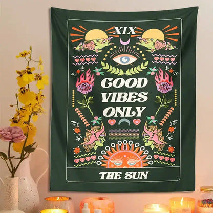 Psychedelic dark green decorbites lovers tapestry bedroom wall hanging