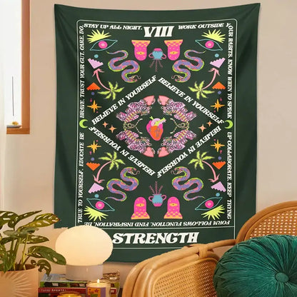 Psychedelic dark green decorbites lovers tapestry bedroom wall hanging
