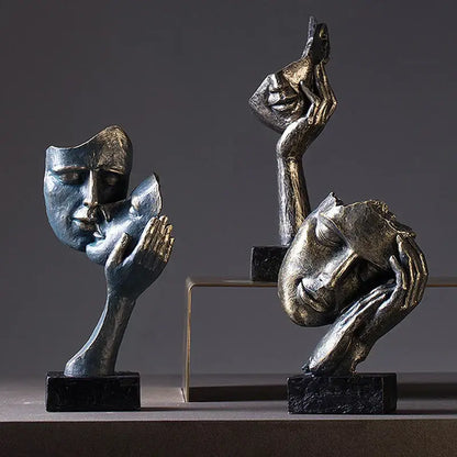 Abstract bronze loving couple resin statue bedroom decor