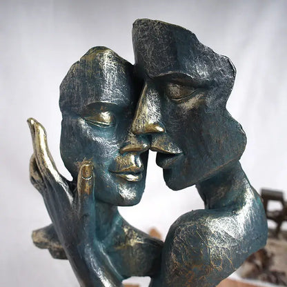 Abstract bronze loving couple resin statue bedroom decor
