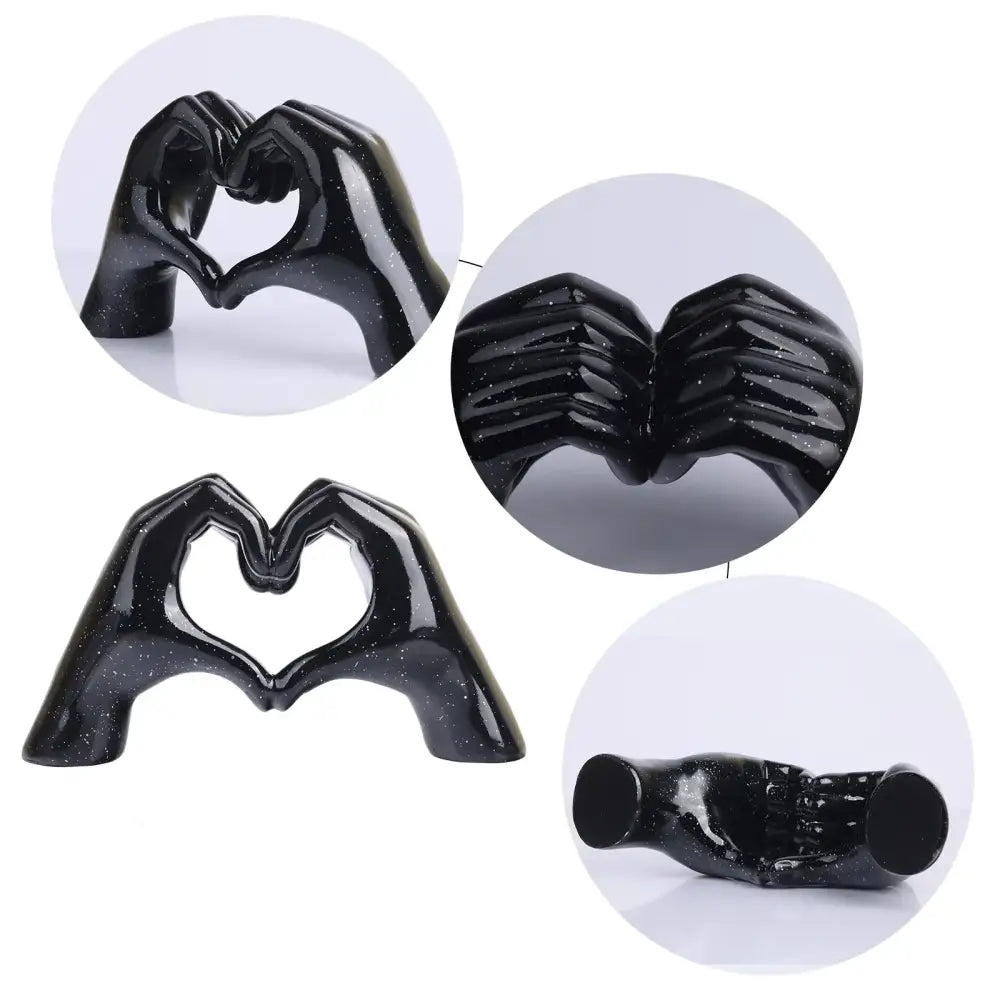 Glossy gold silver & black gesture heart sculpture living room decor