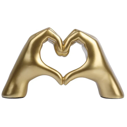 Glossy gold silver & black gesture heart sculpture living room decor