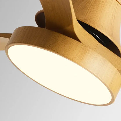 Modern green & wood low profile ceiling fan bedroom light