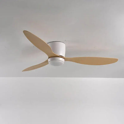 Modern black and wood low profile ceiling fan bedroom remote control