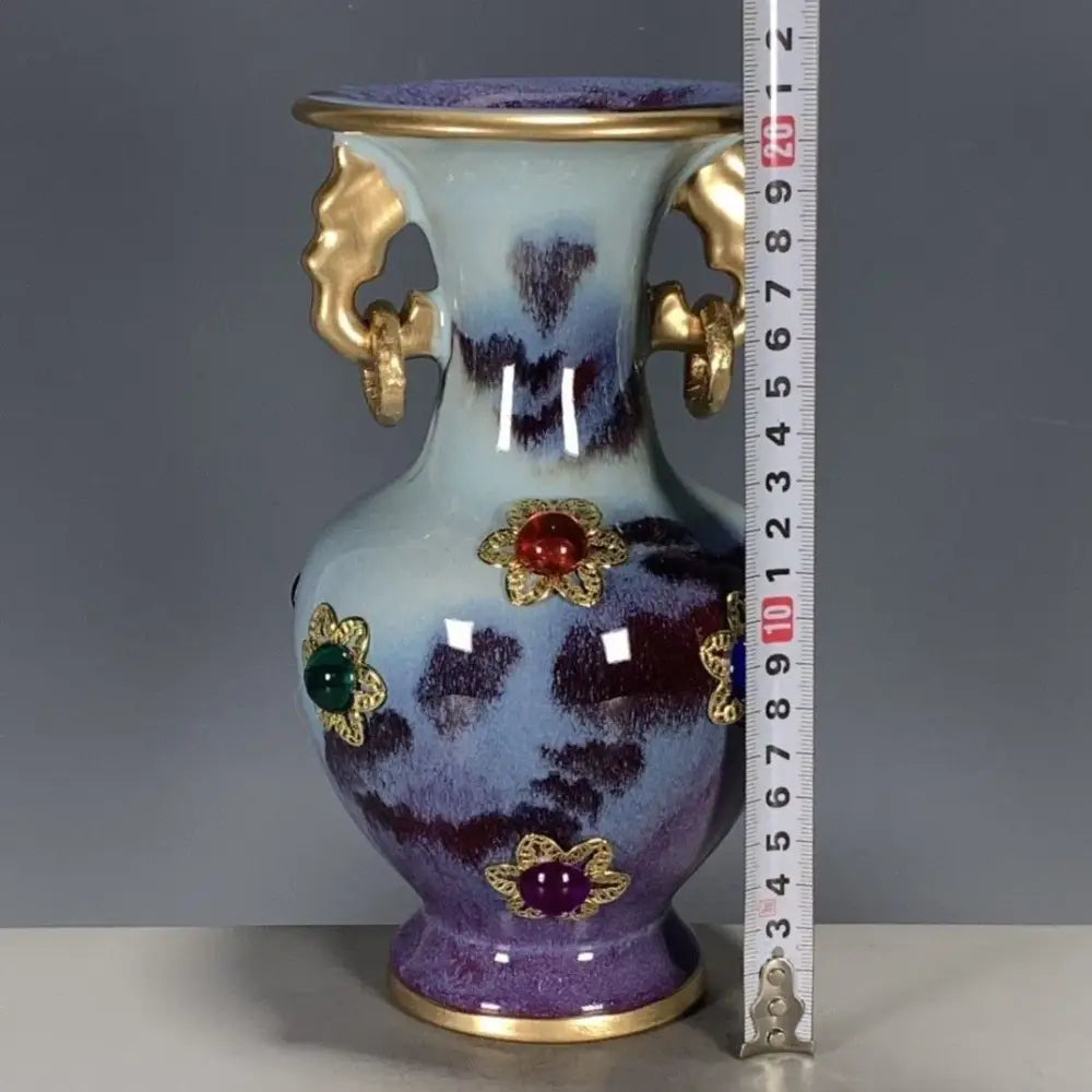 Qinzhai jun porcelain gem inlaid bottle ornaments living room decor