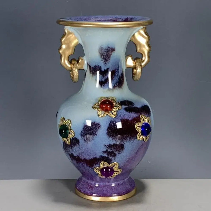 Qinzhai jun porcelain gem inlaid bottle ornaments living room decor