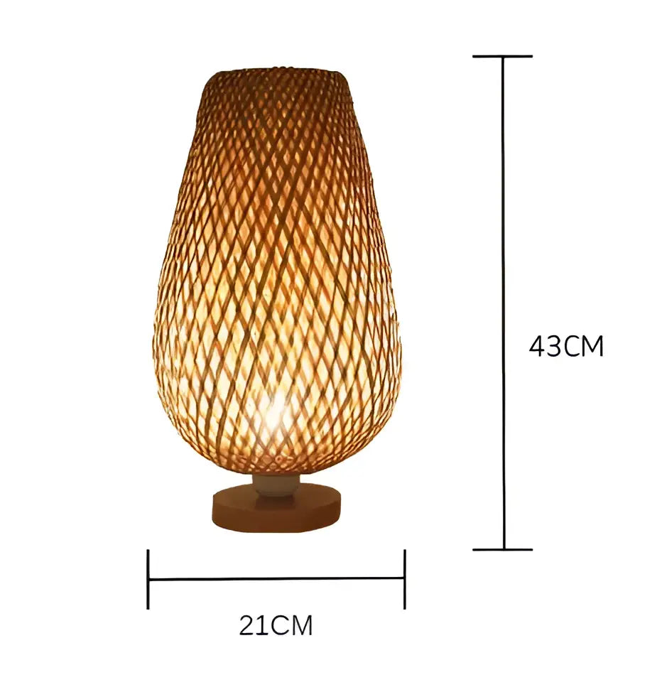 Handwoven natural rattan teardrop floor lamp for living room