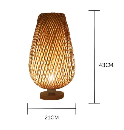 Handwoven natural rattan teardrop floor lamp for living room