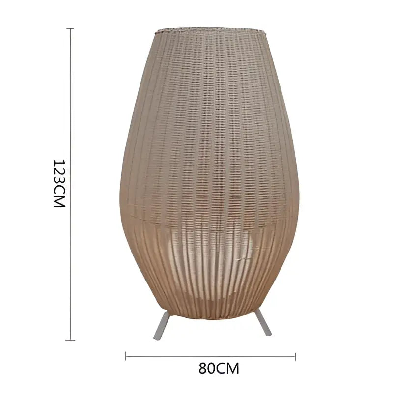 Handwoven natural rattan teardrop floor lamp for living room